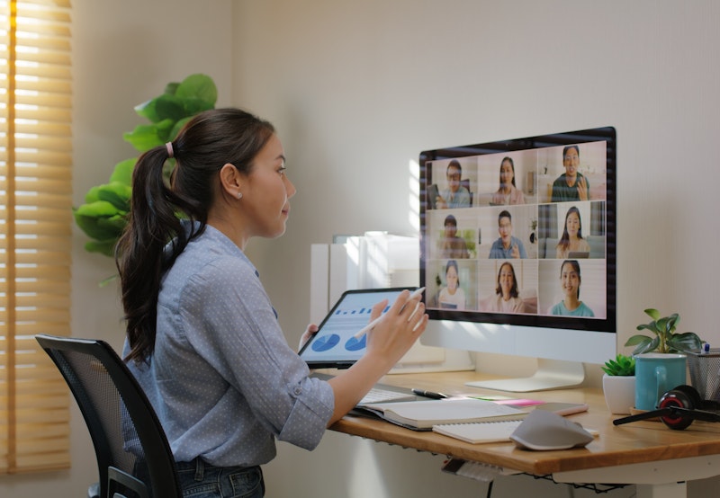 Woman Teaching In A Virtual Class