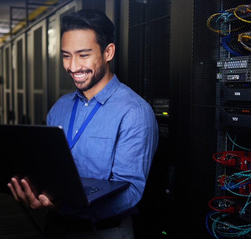 Man In Server Room